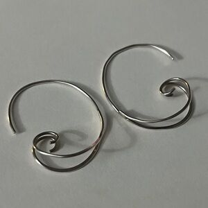 925 Sterling Silver Swirl Spiral Threaded Open Hoop Earrings Lightweight 1.25”